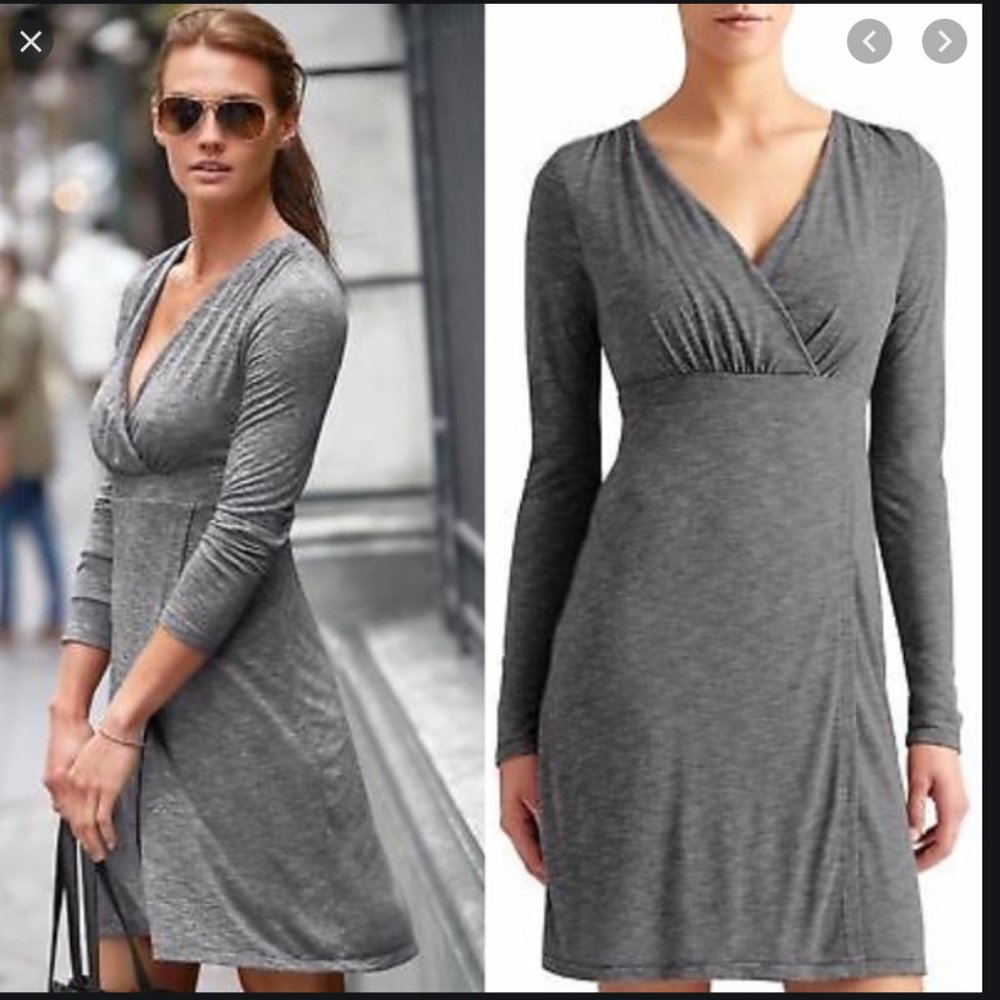 Athleta Wrap It Up Dress Large GREEN PATTERNED